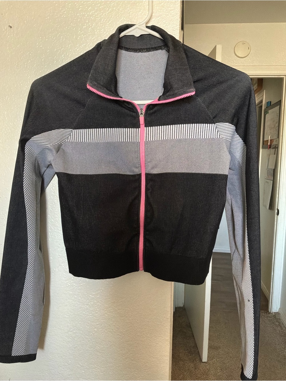 Fabletics Cropped Colorblock Zip-Up Track Jacket - Size Small